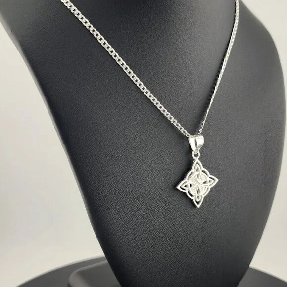 New Sterling Silver 925 Witch’s Knot Necklace – Wiccan Pagan Protection Amulet